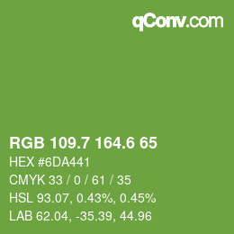 カラーコード: RGB 109.7 164.6 65 | qconv.com