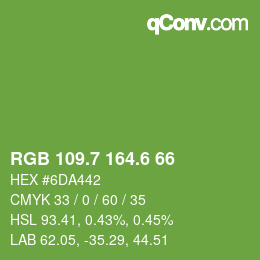 カラーコード: RGB 109.7 164.6 66 | qconv.com