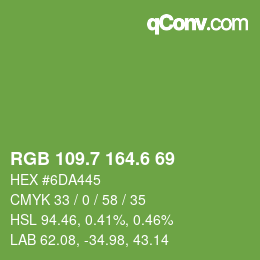 カラーコード: RGB 109.7 164.6 69 | qconv.com