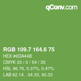 カラーコード: RGB 109.7 164.6 75 | qconv.com