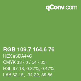カラーコード: RGB 109.7 164.6 76 | qconv.com