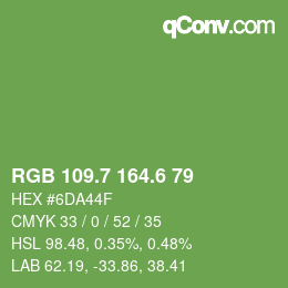 カラーコード: RGB 109.7 164.6 79 | qconv.com