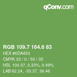 カラーコード: RGB 109.7 164.6 83 | qconv.com