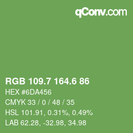 カラーコード: RGB 109.7 164.6 86 | qconv.com