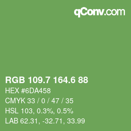 カラーコード: RGB 109.7 164.6 88 | qconv.com