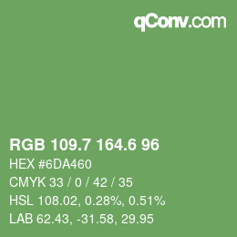 カラーコード: RGB 109.7 164.6 96 | qconv.com