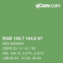 カラーコード: RGB 109.7 164.6 97 | qconv.com
