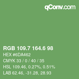 カラーコード: RGB 109.7 164.6 98 | qconv.com