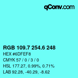 カラーコード: RGB 109.7 254.6 248 | qconv.com