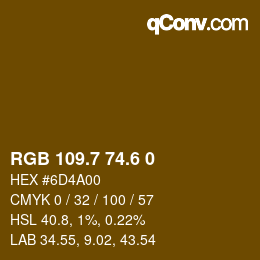 カラーコード: RGB 109.7 74.6 0 | qconv.com