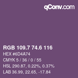 カラーコード: RGB 109.7 74.6 116 | qconv.com