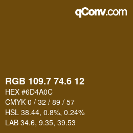 カラーコード: RGB 109.7 74.6 12 | qconv.com