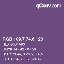 カラーコード: RGB 109.7 74.6 128 | qconv.com