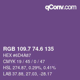 カラーコード: RGB 109.7 74.6 135 | qconv.com