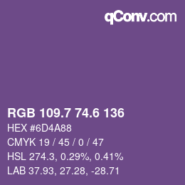 カラーコード: RGB 109.7 74.6 136 | qconv.com