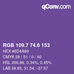 カラーコード: RGB 109.7 74.6 153 | qconv.com