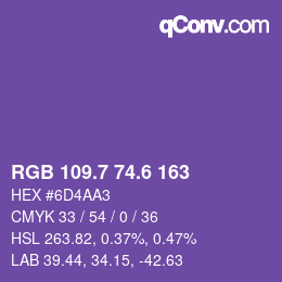 カラーコード: RGB 109.7 74.6 163 | qconv.com