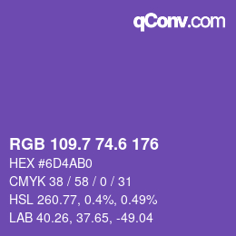カラーコード: RGB 109.7 74.6 176 | qconv.com