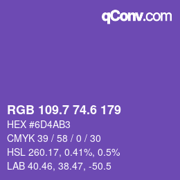 カラーコード: RGB 109.7 74.6 179 | qconv.com