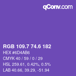 カラーコード: RGB 109.7 74.6 182 | qconv.com