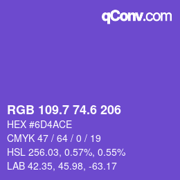 カラーコード: RGB 109.7 74.6 206 | qconv.com