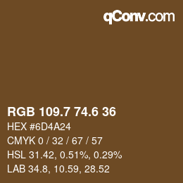 カラーコード: RGB 109.7 74.6 36 | qconv.com