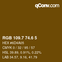 カラーコード: RGB 109.7 74.6 5 | qconv.com