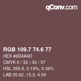 カラーコード: RGB 109.7 74.6 77 | qconv.com