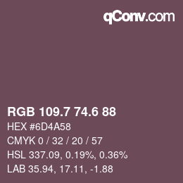 カラーコード: RGB 109.7 74.6 88 | qconv.com