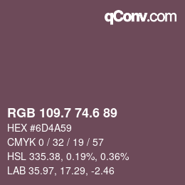 カラーコード: RGB 109.7 74.6 89 | qconv.com