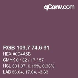 カラーコード: RGB 109.7 74.6 91 | qconv.com