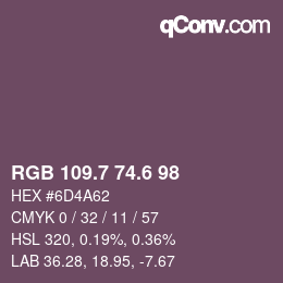 カラーコード: RGB 109.7 74.6 98 | qconv.com