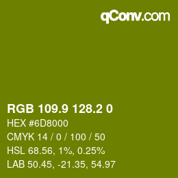 カラーコード: RGB 109.9 128.2 0 | qconv.com