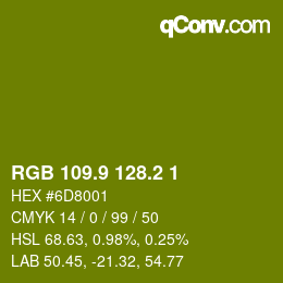 カラーコード: RGB 109.9 128.2 1 | qconv.com