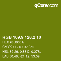 カラーコード: RGB 109.9 128.2 10 | qconv.com