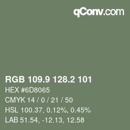 Color code: RGB 109.9 128.2 101 | qconv.com