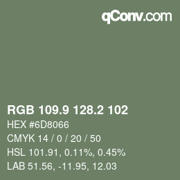 Color code: RGB 109.9 128.2 102 | qconv.com