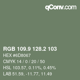 カラーコード: RGB 109.9 128.2 103 | qconv.com