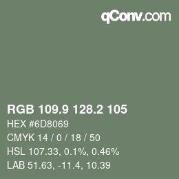 Color code: RGB 109.9 128.2 105 | qconv.com