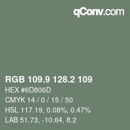 Color code: RGB 109.9 128.2 109 | qconv.com