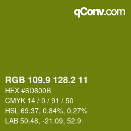 カラーコード: RGB 109.9 128.2 11 | qconv.com