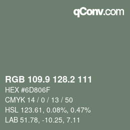Color code: RGB 109.9 128.2 111 | qconv.com