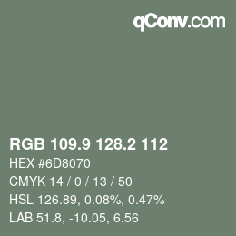 Color code: RGB 109.9 128.2 112 | qconv.com