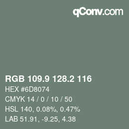 Color code: RGB 109.9 128.2 116 | qconv.com