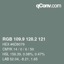 Color code: RGB 109.9 128.2 121 | qconv.com