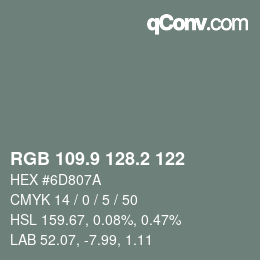 Color code: RGB 109.9 128.2 122 | qconv.com