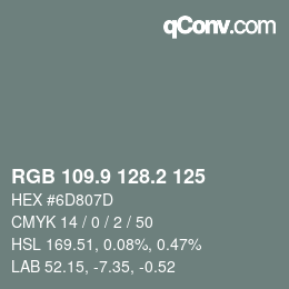 Color code: RGB 109.9 128.2 125 | qconv.com