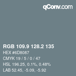 Color code: RGB 109.9 128.2 135 | qconv.com