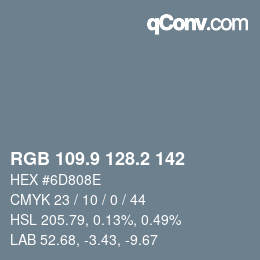 Color code: RGB 109.9 128.2 142 | qconv.com