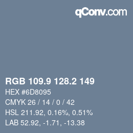 Color code: RGB 109.9 128.2 149 | qconv.com
